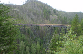 Kettle Valley Railway Myra Canyon trestle 6 crossing to other side of Myra Canyon, 2010-08.